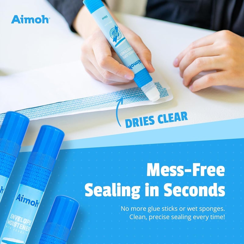 Aimoh Envelope Moistener with Adhesive, Fast-Drying, Envelope Sealer, Stamp and Letter Glue licker, Ideal for envelopes, Stamps, Letters - 8 Pack (13454) - Image 5